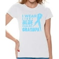 thumbnail image 1 of Awkward Styles Women's I Wear Blue for My Grandpa Graphic T-shirt Tops Prostate Cancer Awareness Ribbon, 1 of 4