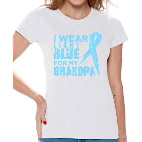 Awkward Styles Women's I Wear Blue for My Grandpa Graphic T-shirt Tops Prostate Cancer Awareness Ribbon