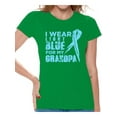 thumbnail image 1 of Awkward Styles Women's I Wear Blue for My Grandpa Graphic T-shirt Tops Prostate Cancer Awareness Ribbon, 1 of 4