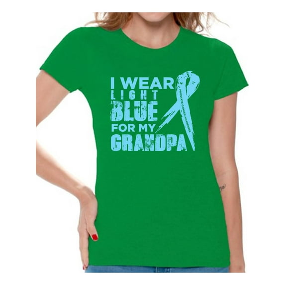 Awkward Styles Women's I Wear Blue for My Grandpa Graphic T-shirt Tops Prostate Cancer Awareness Ribbon