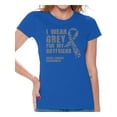 thumbnail image 1 of Awkward Styles Women's I Wear Grey for My Boyfriend Graphic T-shirt Tops Brain Cancer Awareness, 1 of 4