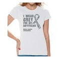 thumbnail image 1 of Awkward Styles Women's I Wear Grey for My Boyfriend Graphic T-shirt Tops Brain Cancer Awareness, 1 of 4