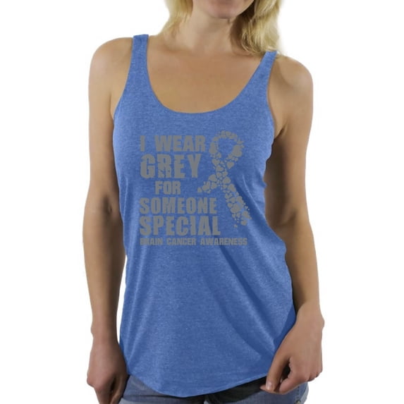 Awkward Styles Women's I Wear Grey for Someone Special Graphic Racerback Tank Tops Brain Cancer Awareness