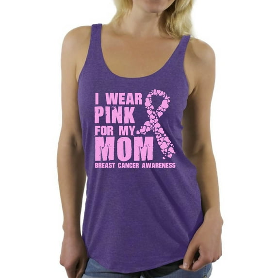 Awkward Styles Women's I Wear Pink for My Mom Graphic Racerback Tank Tops Breast Cancer Awareness