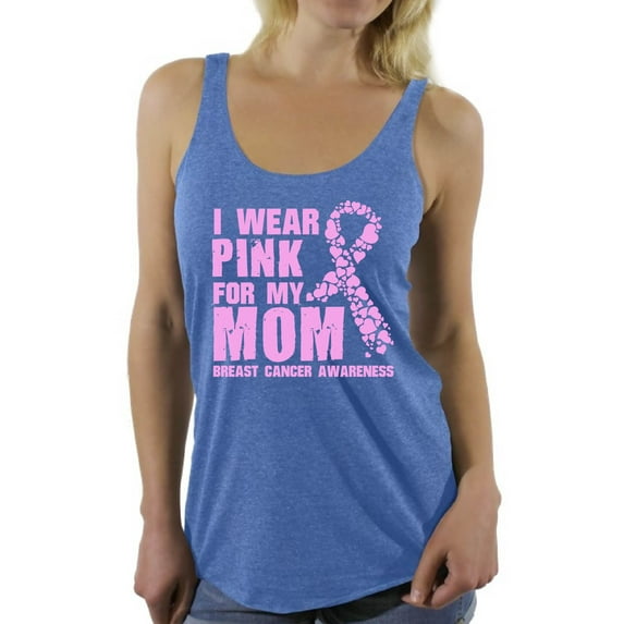 Awkward Styles Women's I Wear Pink for My Mom Graphic Racerback Tank Tops Breast Cancer Awareness
