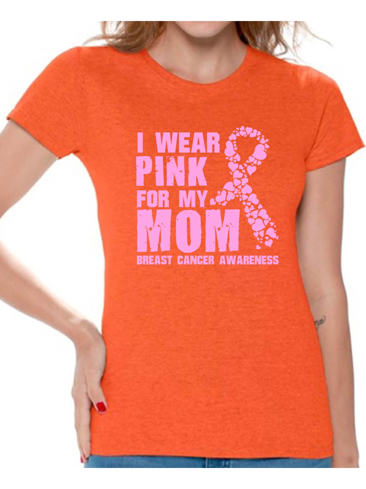 Awkward Styles Women's I Wear Pink for My Mom Graphic T-shirt Tops Breast Cancer Awareness - image 1 of 4