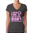 thumbnail image 1 of Awkward Styles Women's I Wear Pink for My Mom V-neck T-shirt Breast Cancer Awareness, 1 of 4