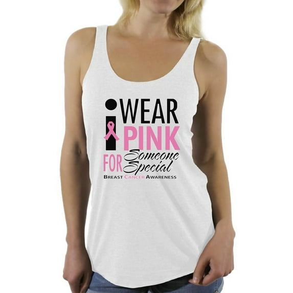Awkward Styles Women's I Wear Pink for Someone Special Graphic Racerback Tank Tops Breast Cancer Awareness