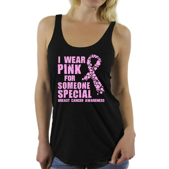 Awkward Styles Women's I Wear Pink for Someone Special Graphic Racerback Tank Tops Breast Cancer Awareness