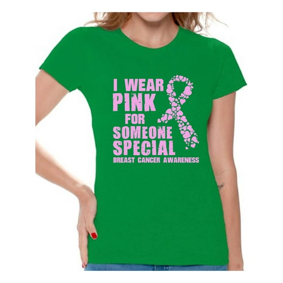 Awkward Styles Women's I Wear Pink for Someone Special Graphic T-shirt Tops Breast Cancer Awareness