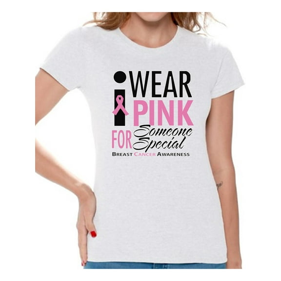 Awkward Styles Women's I Wear Pink for Someone Special Graphic T-shirt Tops Breast Cancer Awareness