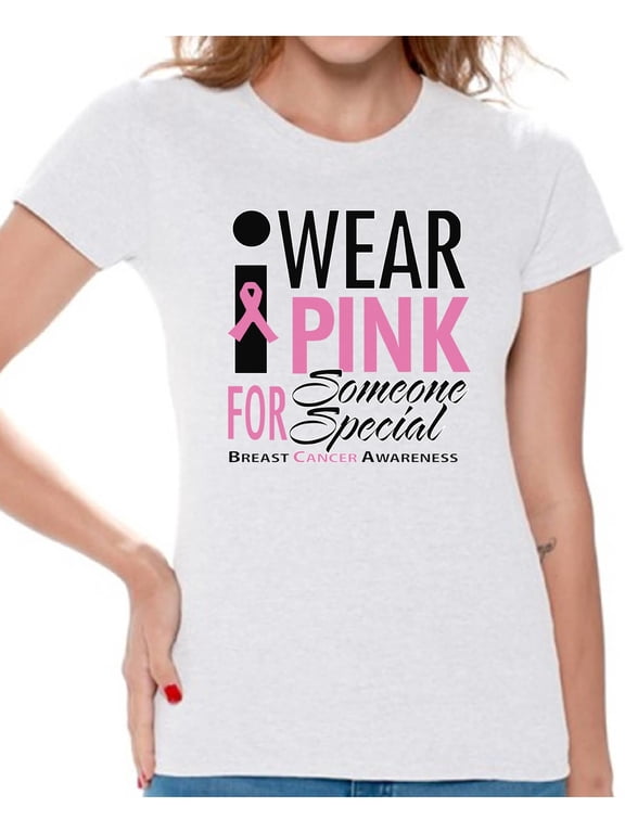 Women's I Wear Pink for Someone Special Graphic T-shirt Tops Breast Cancer Awareness