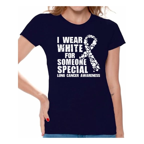 Awkward Styles Women's I Wear White for Someone Special Graphic T-shirt Tops Lung Cancer Awareness