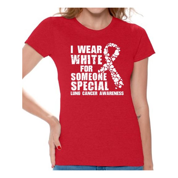 Awkward Styles Women's I Wear White for Someone Special Graphic T-shirt Tops Lung Cancer Awareness
