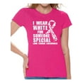 thumbnail image 1 of Awkward Styles Women's I Wear White for Someone Special Graphic T-shirt Tops Lung Cancer Awareness, 1 of 4