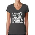 thumbnail image 1 of Awkward Styles Women's I Wear White for Someone Special V-neck T-shirt Lung Cancer Awareness, 1 of 4