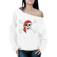 thumbnail image 1 of Awkward Styles Women's Jolly Roger Skull Graphic Off Shoulder Tops Oversized Sweatshirt Day of Dead Pirate Skull, 1 of 4