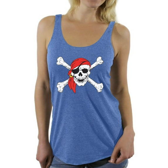 Awkward Styles Women's Jolly Roger Skull Graphic Racerback Tank Tops Day of Dead Pirate Skull