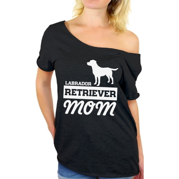 Awkward Styles Women's Labrador Retriever Mom Graphic Off Shoulder Tops T-shirt Dog Mom