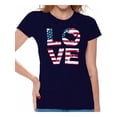 thumbnail image 1 of Awkward Styles Women's Love American Flag Graphic T-shirt Tops USA Flag Stars and Stripes Patriotic Gift, 1 of 4