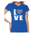 thumbnail image 1 of Awkward Styles Women's Love Puzzles Autism Awareness Graphic T-shirt Tops Autistic Support, 1 of 4