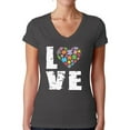 thumbnail image 1 of Awkward Styles Women's Love Puzzles Autism Awareness V-neck T-shirt Autistic Support, 1 of 4