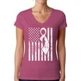 thumbnail image 1 of Awkward Styles Women's Lung Cancer Awareness V-neck T-shirt White Ribbon, 1 of 4