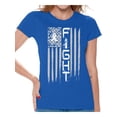 thumbnail image 1 of Awkward Styles Women's Lung Cancer Distressed American Flag Graphic T-shirt Tops Fight White Ribbon, 1 of 4