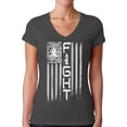 thumbnail image 1 of Awkward Styles Women's Lung Cancer Distressed American Flag V-neck T-shirt Fight White Ribbon, 1 of 4