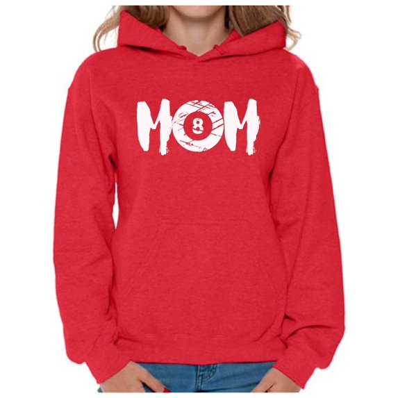 Awkward Styles Women's M-O-M Billards Mothering Graphic Hoodie Tops White Billard Ball Sport Mom Gift