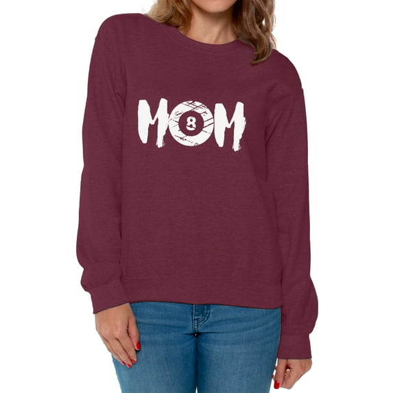 Awkward Styles Women's M-O-M Billards Mothering Graphic Sweatshirt Tops White Billard Ball Sport Mom Gift