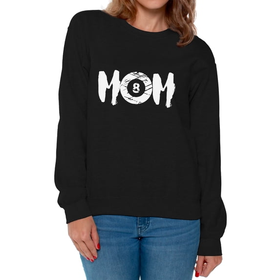 Awkward Styles Women's M-O-M Billards Mothering Graphic Sweatshirt Tops White Billard Ball Sport Mom Gift