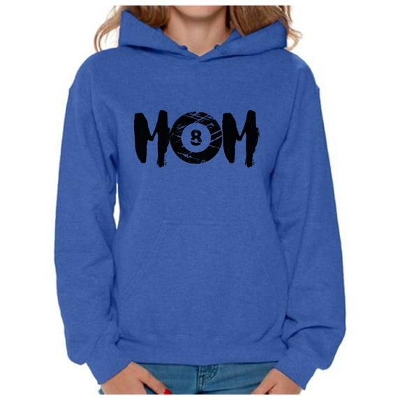 Awkward Styles Women's M-O-M Billards Sport Mom Mothering Graphic Hoodie Tops Black Billard Ball