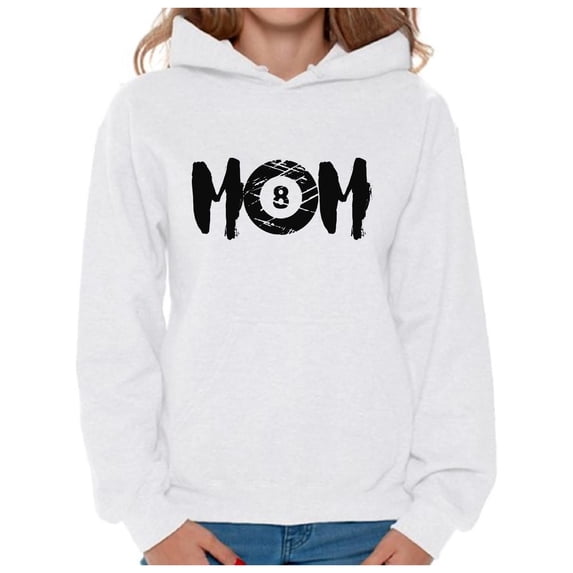 Awkward Styles Women's M-O-M Billards Sport Mom Mothering Graphic Hoodie Tops Black Billard Ball
