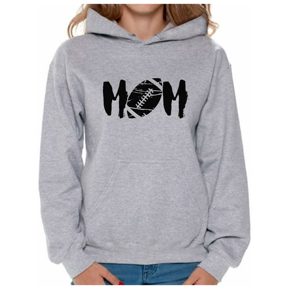 Awkward Styles Women's M-O-M Football Mom Graphic Hoodie Tops Black Sports Mother's Day Gift