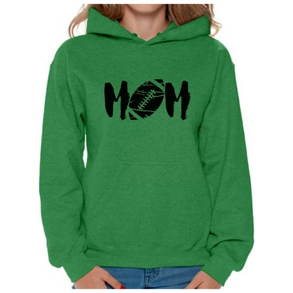 Awkward Styles Women's M-O-M Football Mom Graphic Hoodie Tops Black Sports Mother's Day Gift