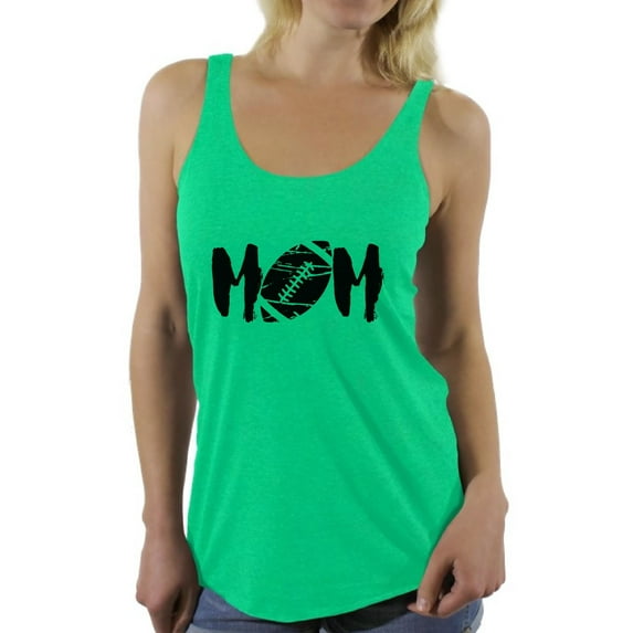 Awkward Styles Women's M-O-M Football Mom Graphic Racerback Tank Tops Black Sports Mother's Day Gift