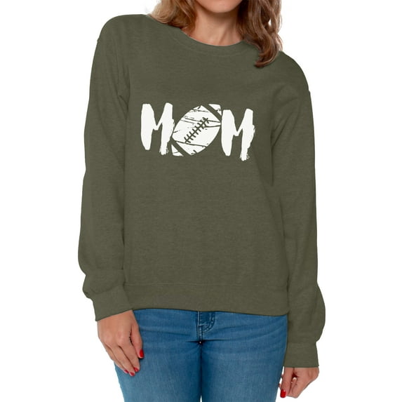 Awkward Styles Women's M-O-M Football Mom Graphic Sweatshirt Tops White Mother's Day Gift Sports Mom