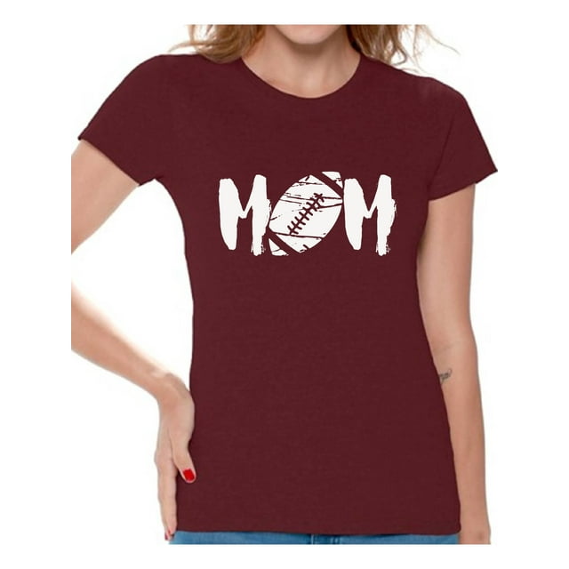 Awkward Styles Women's M-O-M Football Mom Graphic T-shirt Tops White Mother's Day Gift Sports Mom