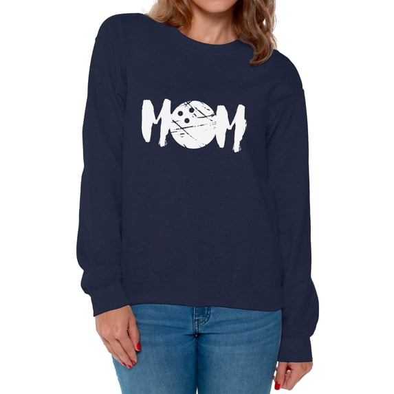 Awkward Styles Women's MOM Bowling Mothering Graphic Sweatshirt Tops White Gift Idea for Sport Moms