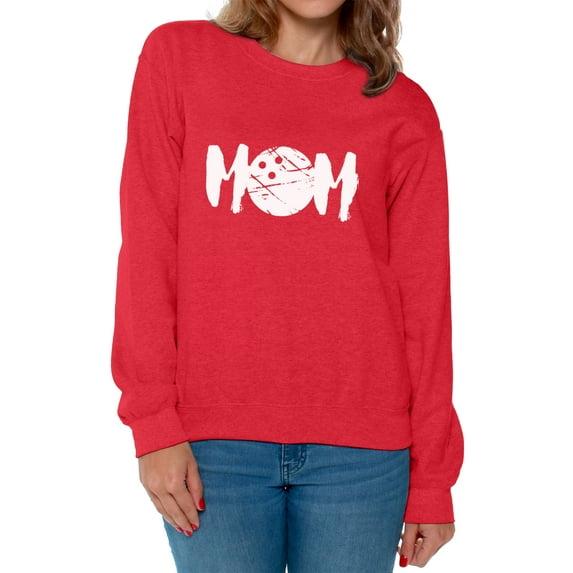 Awkward Styles Women's MOM Bowling Mothering Graphic Sweatshirt Tops White Gift Idea for Sport Moms