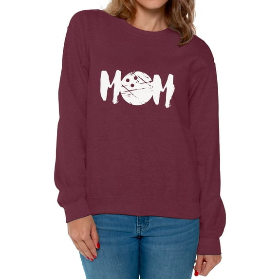 Awkward Styles Women's MOM Bowling Mothering Graphic Sweatshirt Tops White Gift Idea for Sport Moms