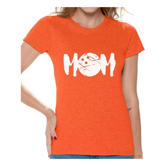 Awkward Styles Women's MOM Bowling Mothering Graphic T-shirt Tops White Gift Idea for Sport Moms