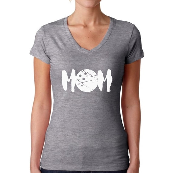Awkward Styles Women's MOM Bowling Mothering V-neck T-shirt White Gift Idea for Sport Moms