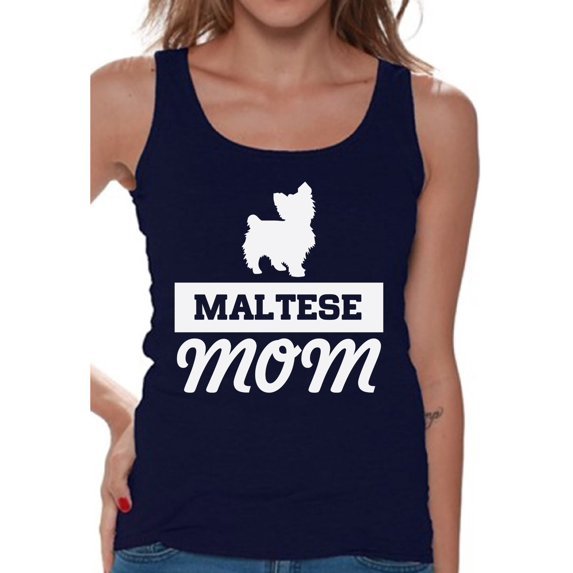 Awkward Styles Women's Maltese Dog Mom Graphic Tank Tops Pet Lover Gift