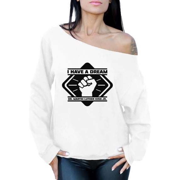Awkward Styles Women's Martin Luther King Graphic Off Shoulder Tops Oversized Sweatshirt Resist Off The Shoulder Sweatshirt