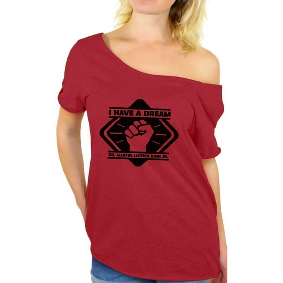 Awkward Styles Women's Martin Luther King Graphic Off Shoulder Tops T-shirt Resist Off The Shoulder Shirt