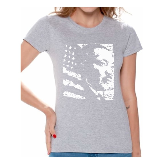 Awkward Styles Women's Martin Luther King Graphic T-shirt Tops USA Flag Shirt
