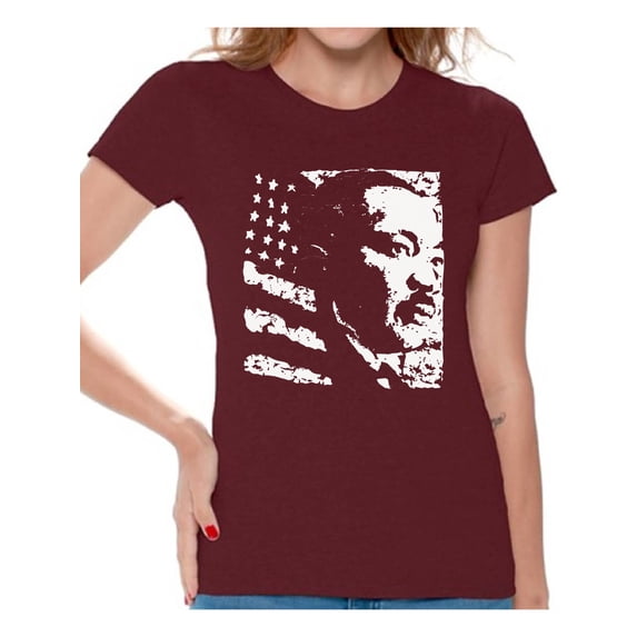 Awkward Styles Women's Martin Luther King Graphic T-shirt Tops USA Flag Shirt