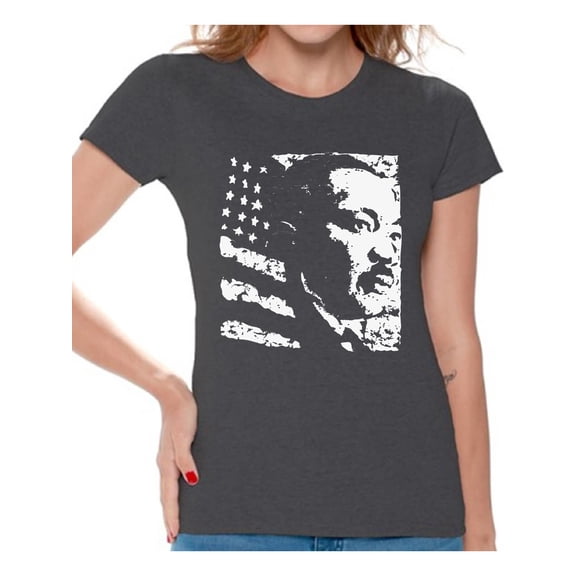Awkward Styles Women's Martin Luther King Graphic T-shirt Tops USA Flag Shirt